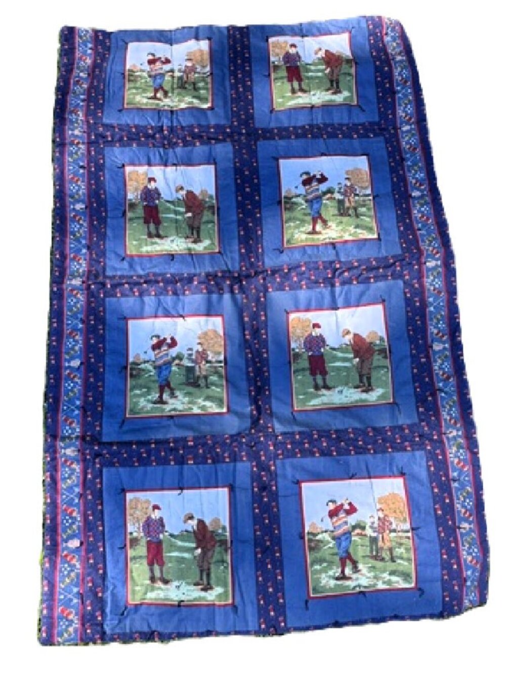 Handmade "Golf" Quilt/Throw Blanket Multi-Color